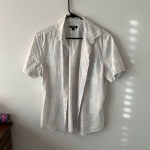 White, short sleeve, button down, from Express
